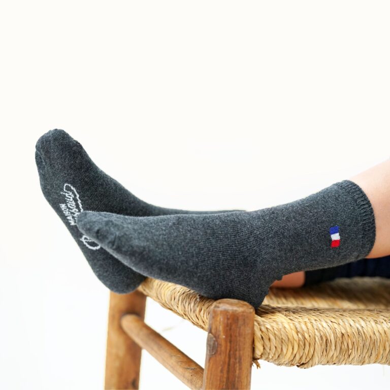 Maison Broussaud - Les Drapeaux - chaussette enfant - coton gris