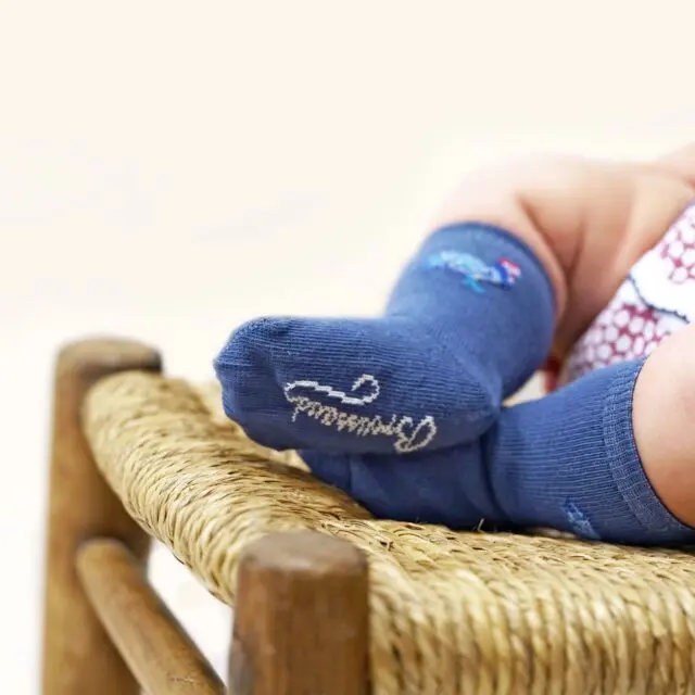 Maison Broussaud - La Coq – chaussette bébé – coton bleu