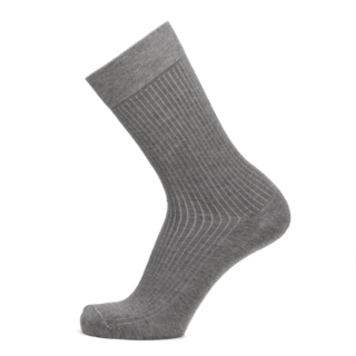 Maison Broussaud - Les côtelées fines – chaussettes homme – coton gris-clair