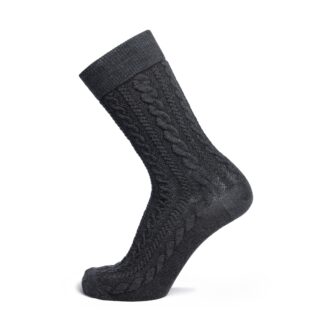 Maison Broussaud - Torsades – chaussettes homme – laine anthracite