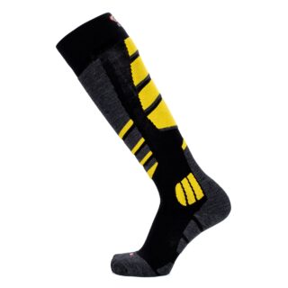 Chaussettes de ski – Broussaud Sport – laine noir-jaune par la marque Maison Broussaud Maison Broussaud - Chaussettes de ski – Broussaud Sport – laine noir-jaune