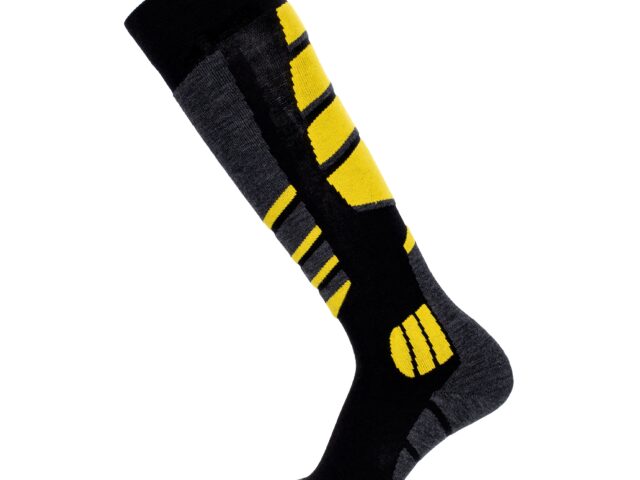 MBD164JAUNE4 Maison Broussaud - Chaussettes de ski - Broussaud Sport - laine noir-jaune – 39/42 / NOIR/JAUNE FLUO
