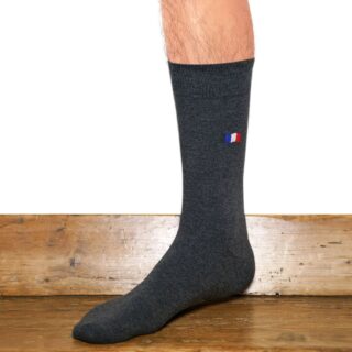 Maison Broussaud - Les Drapeaux – chaussettes homme – coton gris