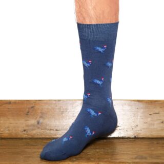 Maison Broussaud - Les Coqs – chaussettes homme – coton bleu
