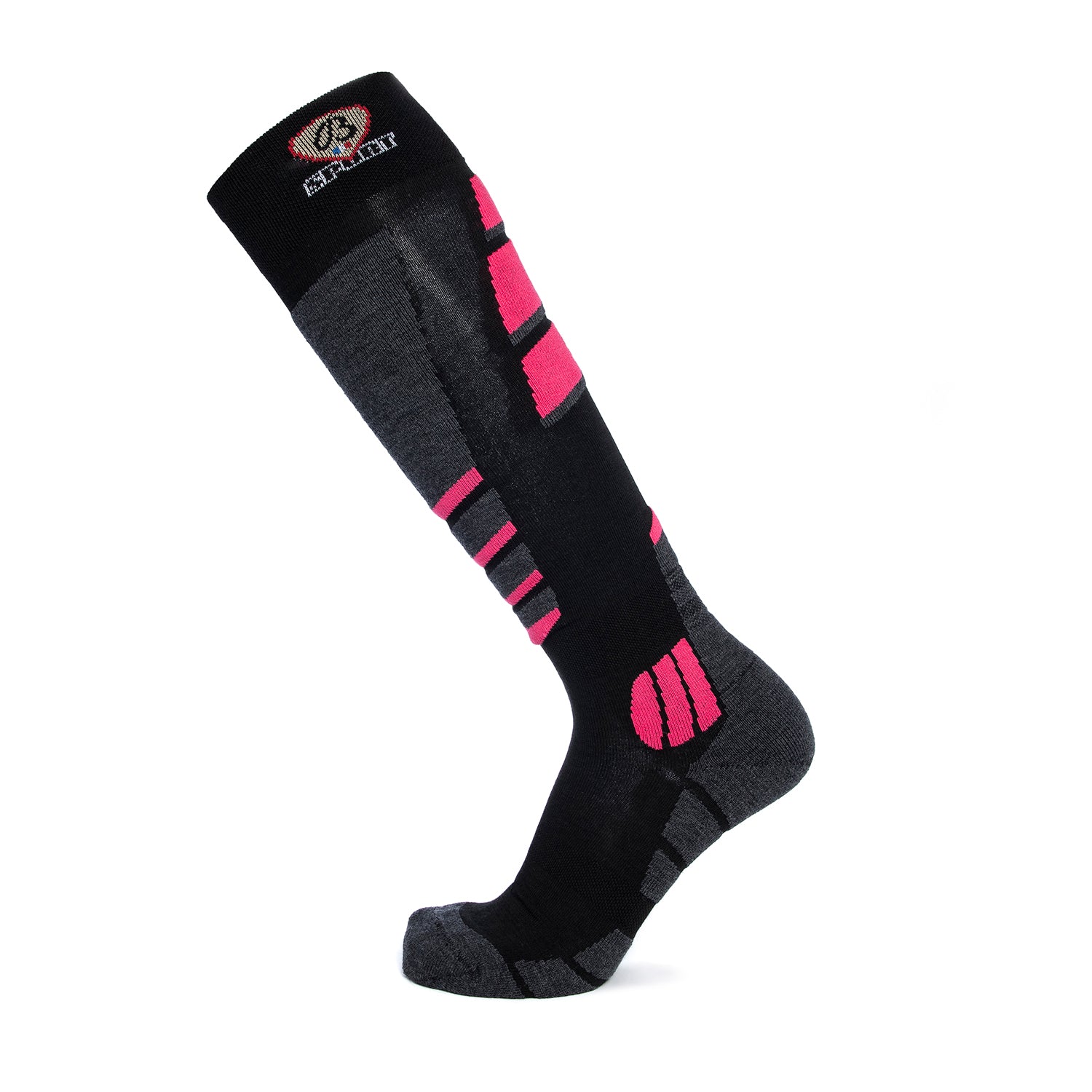 Chaussettes de ski – Broussaud Sport – laine noir-gris-rose