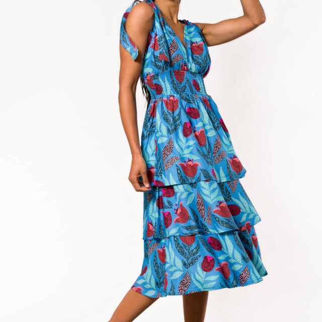 Nevice - Robe bleue à fleurs