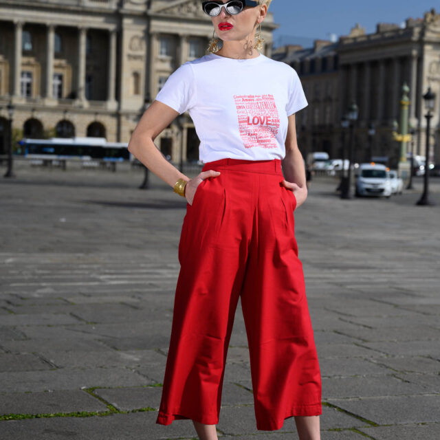 Nevice - Pantalon rouge en coton bio