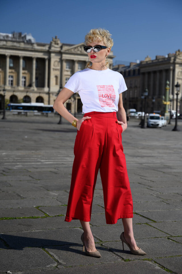 Nevice - Pantalon rouge en coton bio