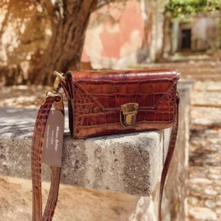 Maison Rottier - Petit Sac en Cuir Marron Croco  Suzanne