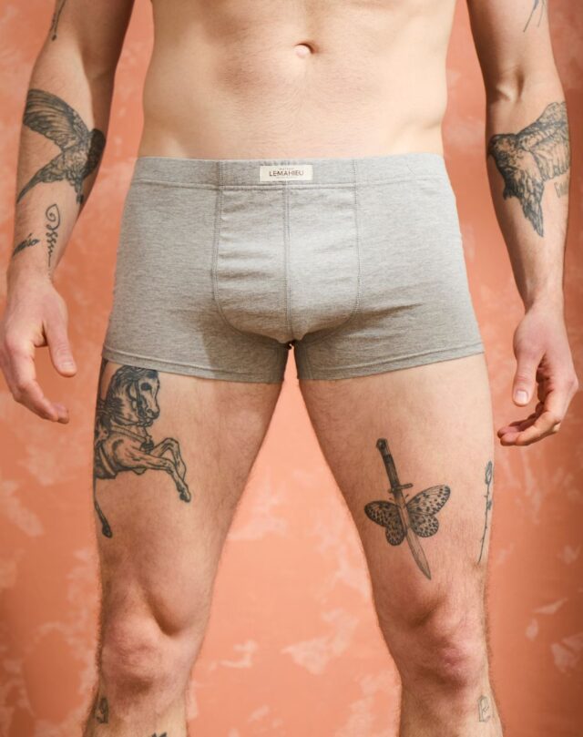Lemahieu - Boxer confort Coton BIO - Gris - Terracotta - Homme
