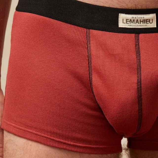 Lemahieu - Boxer court côtélé - Terracotta - Homme