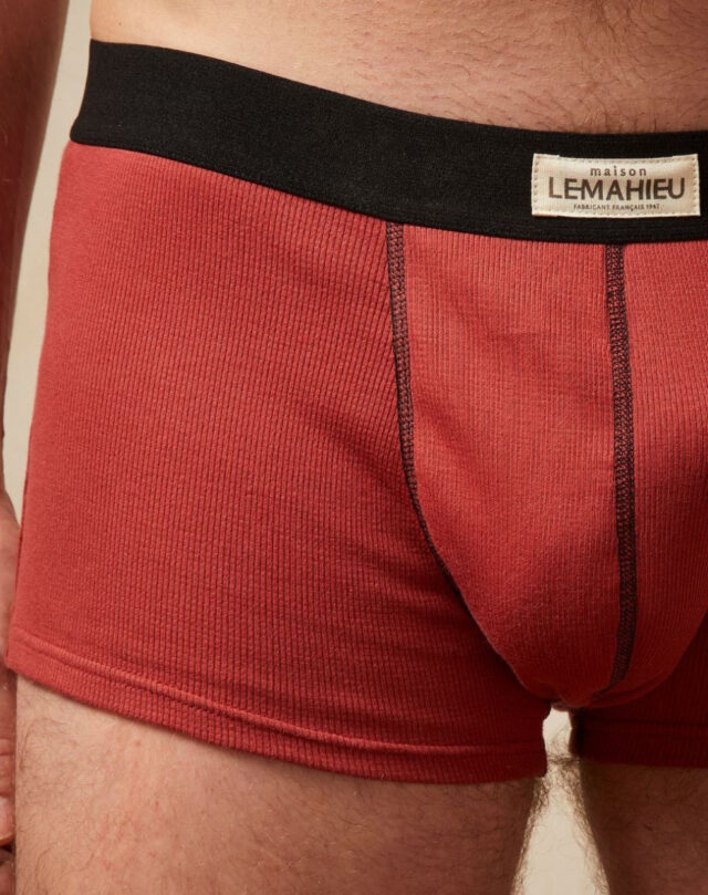 Lemahieu - Boxer court côtélé - Terracotta - Homme