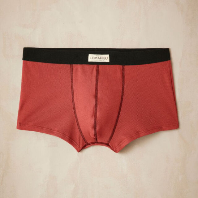 Lemahieu - Boxer court côtélé - Terracotta - Homme