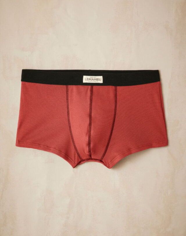 Lemahieu - Boxer court côtélé - Terracotta - Homme