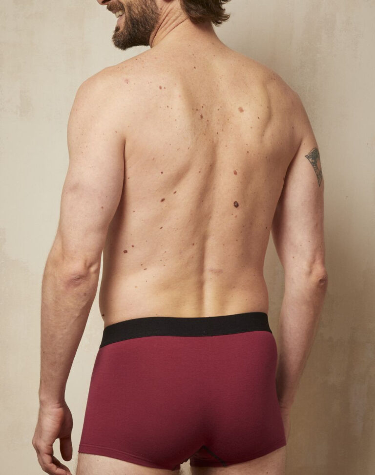 Lemahieu - Boxer court en Coton BIO - Grenat/Noir - Homme