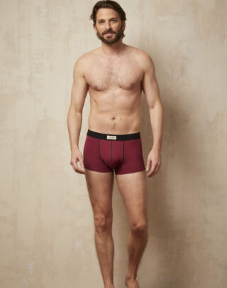 Maison Lemahieu - Boxer court en Coton BIO – Grenat/Noir – Homme