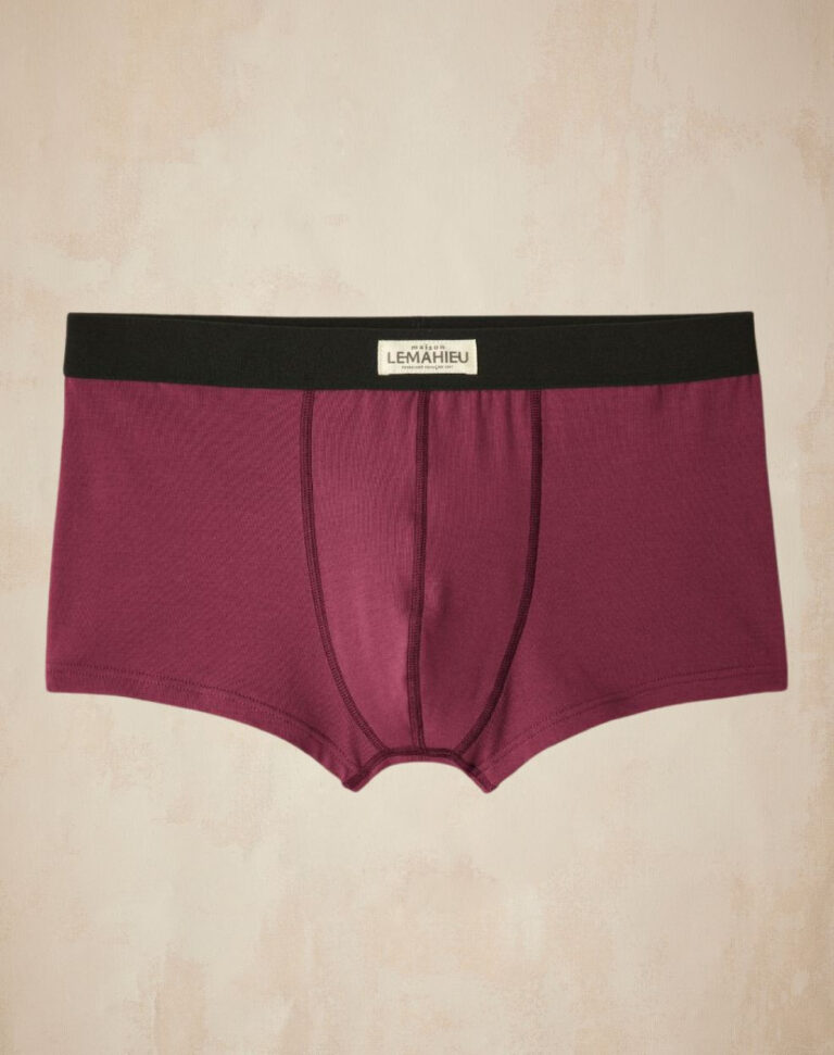Lemahieu - Boxer court en Coton BIO - Grenat/Noir - Homme