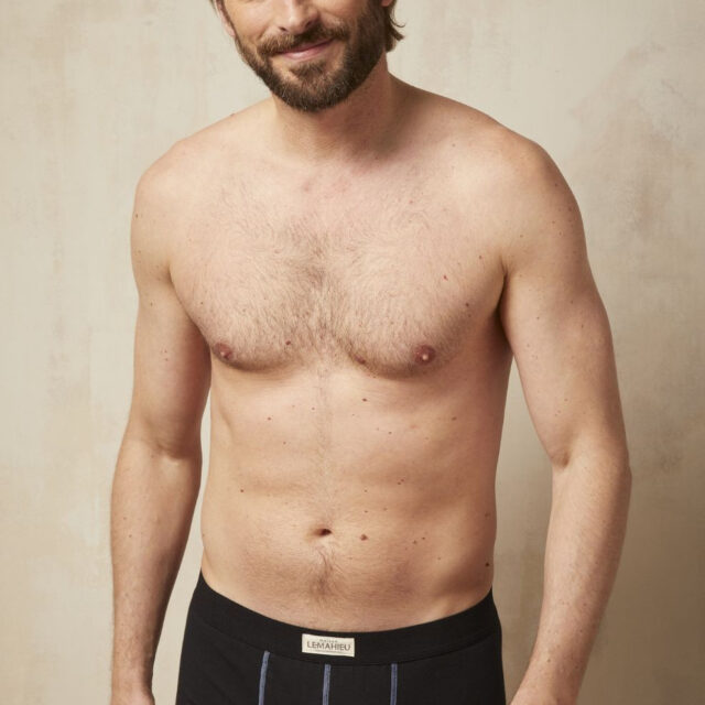 Lemahieu - Boxer court en Coton BIO - Noir/Bleu - Homme