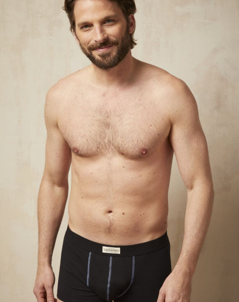 Lemahieu - Boxer court en Coton BIO - Noir/Bleu - Homme