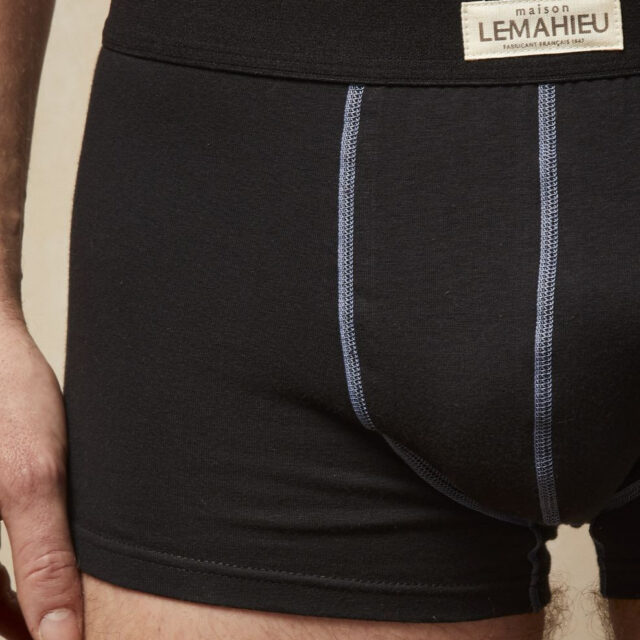 Lemahieu - Boxer court en Coton BIO - Noir/Bleu - Homme