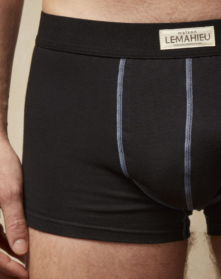 Lemahieu - Boxer court en Coton BIO - Noir/Bleu - Homme
