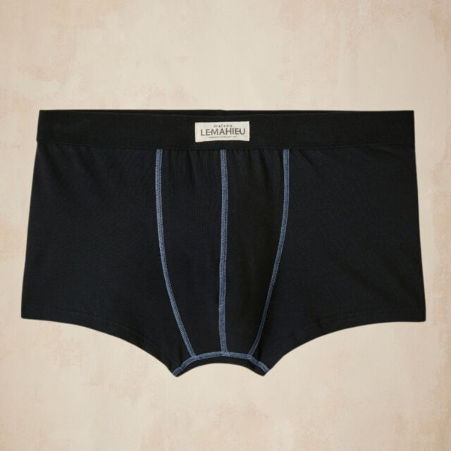 Lemahieu - Boxer court en Coton BIO - Noir/Bleu - Homme