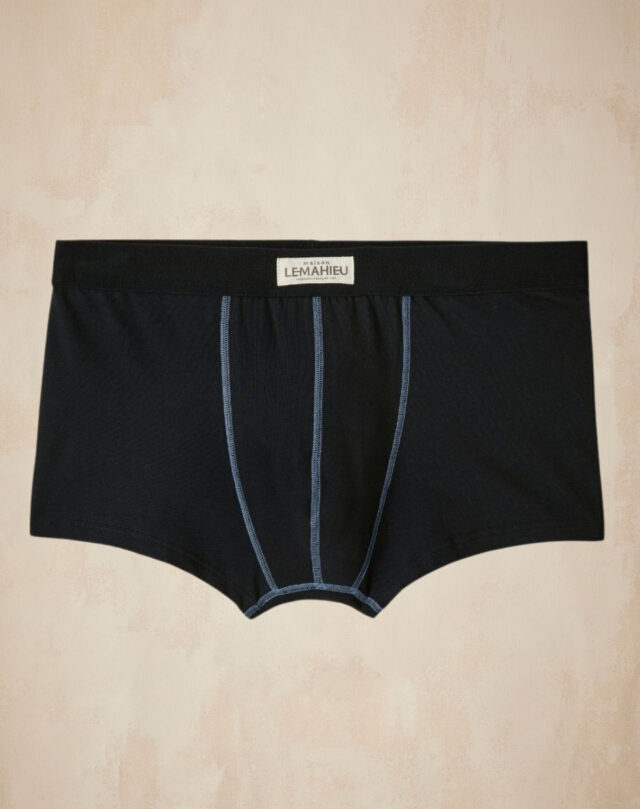 Lemahieu - Boxer court en Coton BIO - Noir/Bleu - Homme