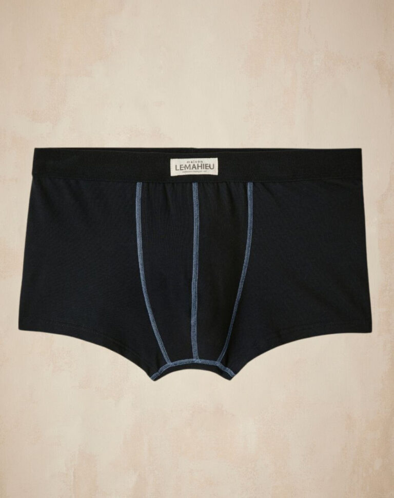 Lemahieu - Boxer court en Coton BIO - Noir/Bleu - Homme