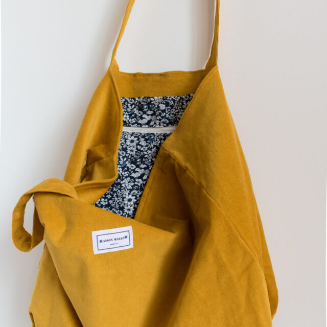 Maison Mallow - Sac Cabas en Velours Jaune Moutarde