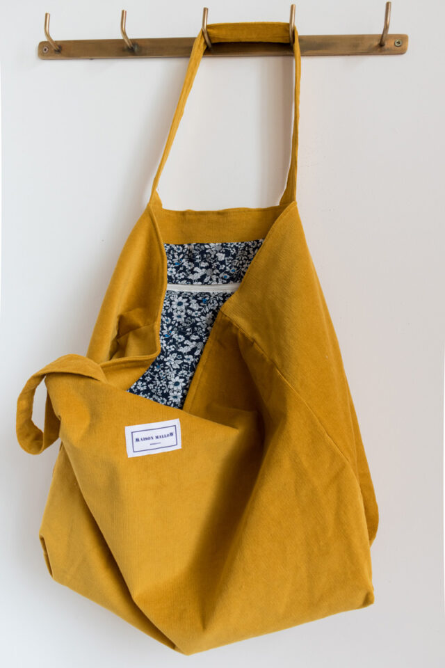 Maison Mallow - Sac Cabas en Velours Jaune Moutarde