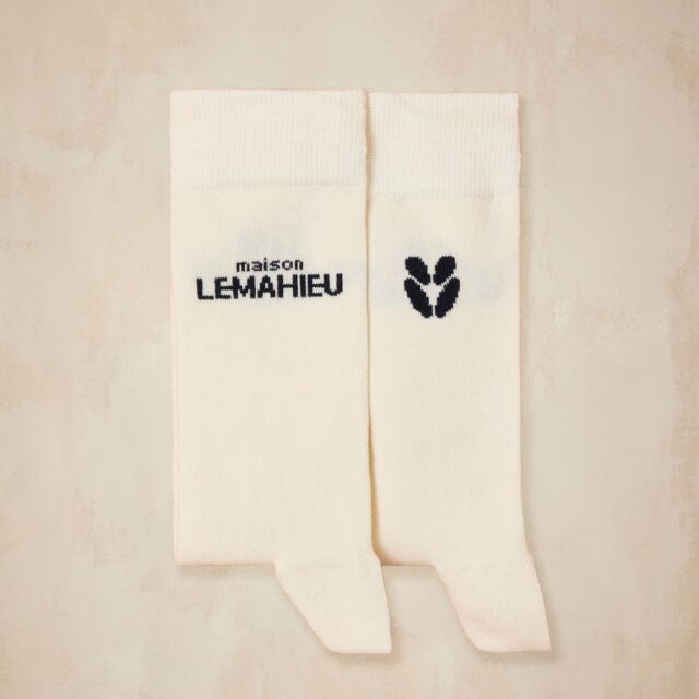 Lemahieu - Chaussettes unisexe - mi - hautes - Ecru / Marine - Blanc - Unisexe