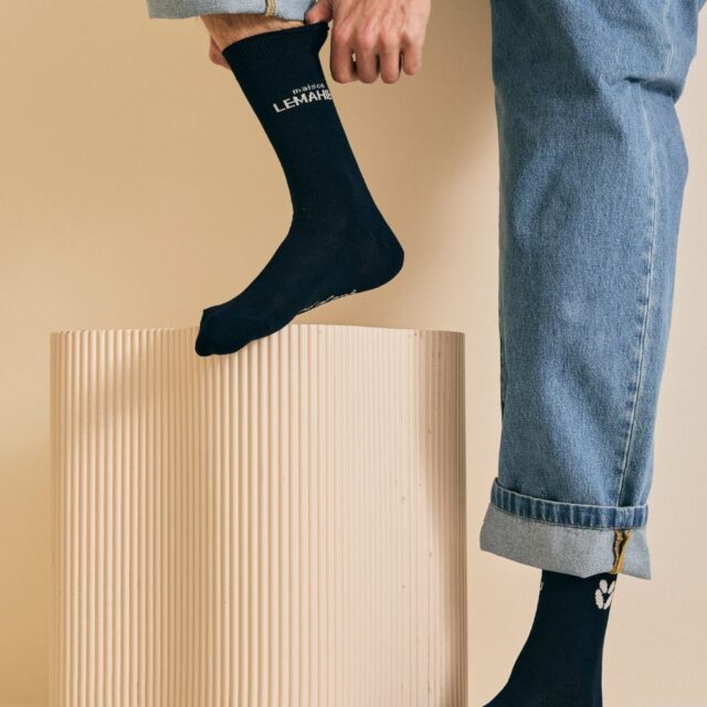 Lemahieu - Chaussettes unisexe - mi- hautes - Marine / Ecru - Blanc - Unisexe