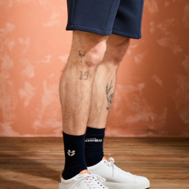 Lemahieu - Chaussettes unisexe - mi- hautes - Marine / Ecru - Blanc - Unisexe