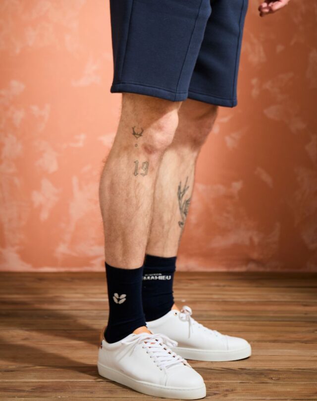 Lemahieu - Chaussettes unisexe - mi- hautes - Marine / Ecru - Blanc - Unisexe