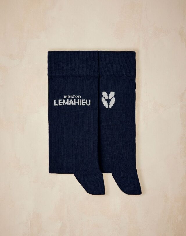Lemahieu - Chaussettes unisexe - mi- hautes - Marine / Ecru - Blanc - Unisexe