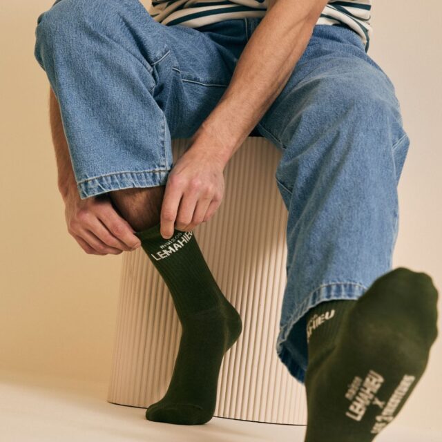 Lemahieu - Chaussettes unisexe Tennis  - Kaki / Ecru - Blanc - Unisexe