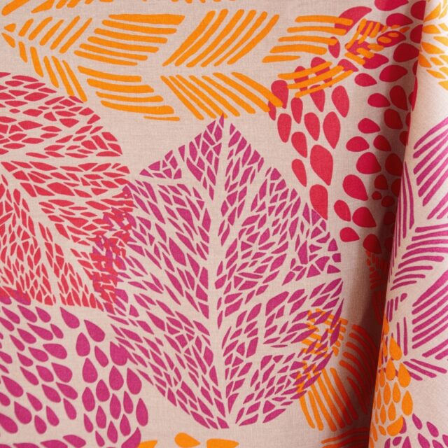 Fleur de Soleil - Chemin de table Feuille prune/orange