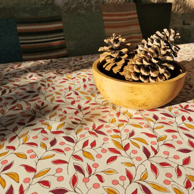 Fleur de Soleil - Chemin de table Tilleul prune