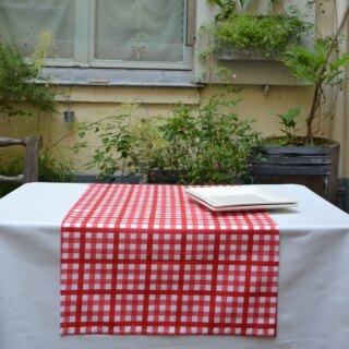 Fleur de Soleil - Chemin de table Vichy rouge
