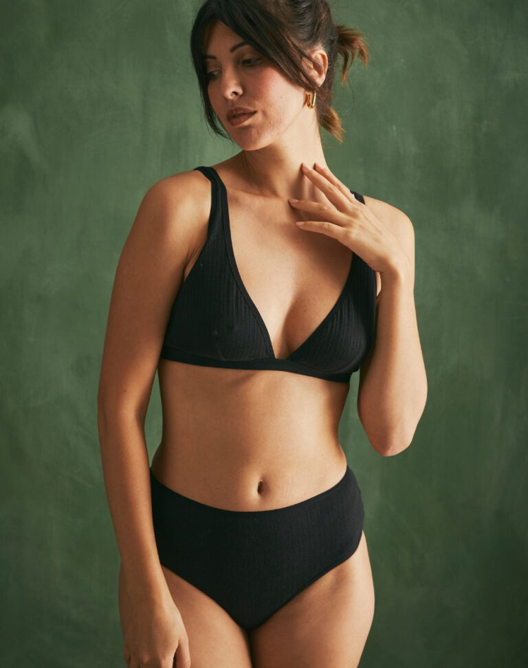 Lemahieu - Culotte taille haute en Coton BIO côtelé - Noir - Femme