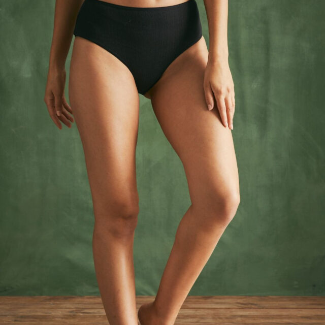 Lemahieu - Culotte taille haute en Coton BIO côtelé - Noir - Femme