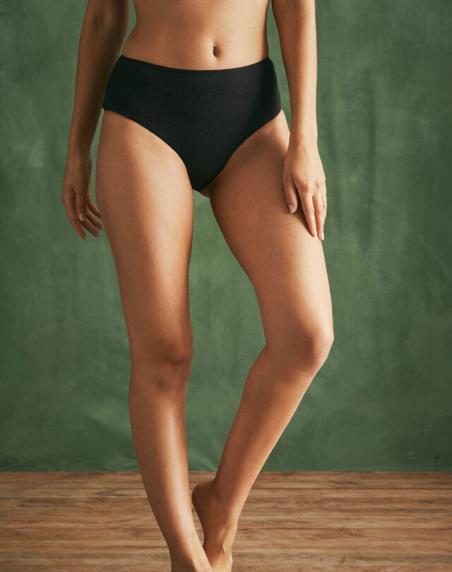 Lemahieu - Culotte taille haute en Coton BIO côtelé - Noir - Femme