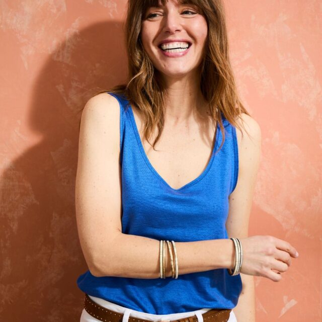 Lemahieu - Débardeur recto-verso 100% Lin - Bleu électrique - Femme