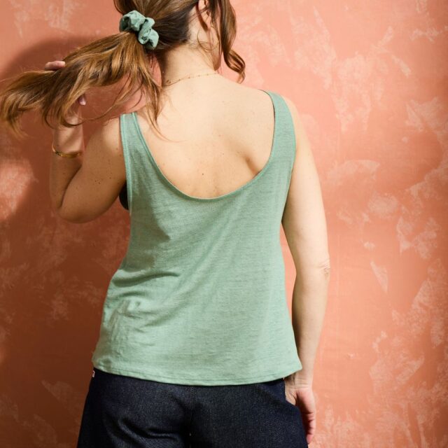 Lemahieu - Débardeur recto-verso 100% Lin - Sauge - Femme