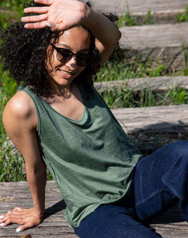 Lemahieu - Débardeur 100% Lin - Kaki - Femme - Femme