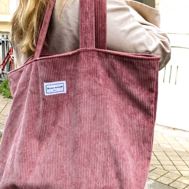 Maison Mallow - Sac Cabas en Velours côtelé Rose