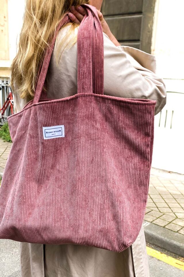 Maison Mallow - Sac Cabas en Velours côtelé Rose