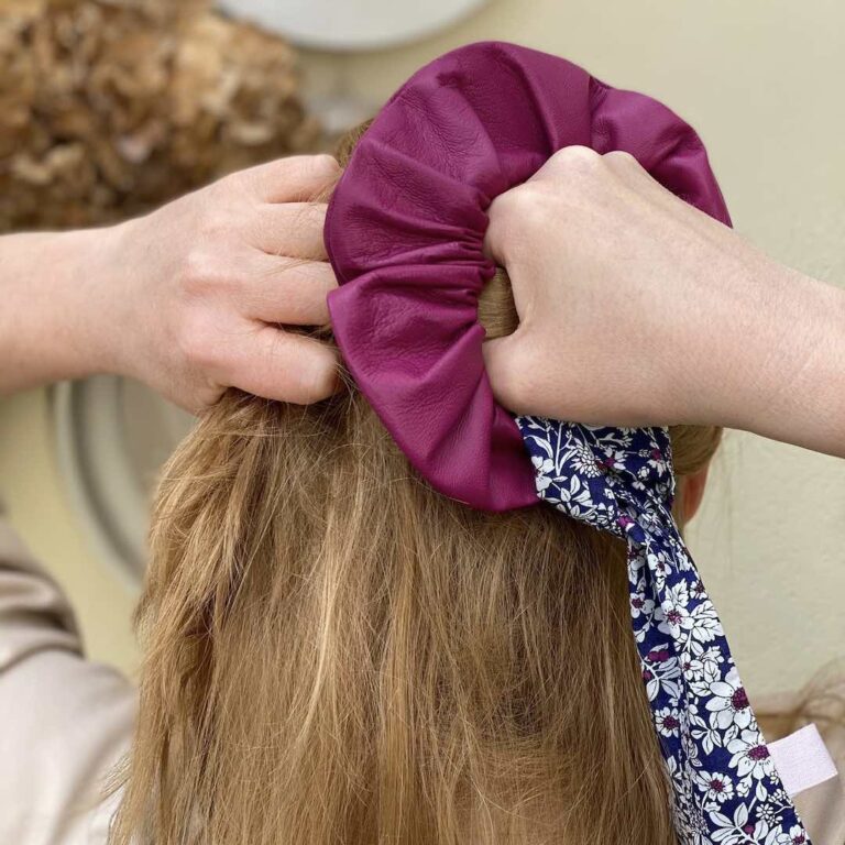 Maison Mallow - Chouchou en cuir Rose Fuchsia