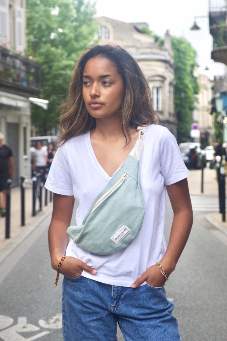 Maison Mallow - Sac Banane Lin Vert d'Eau