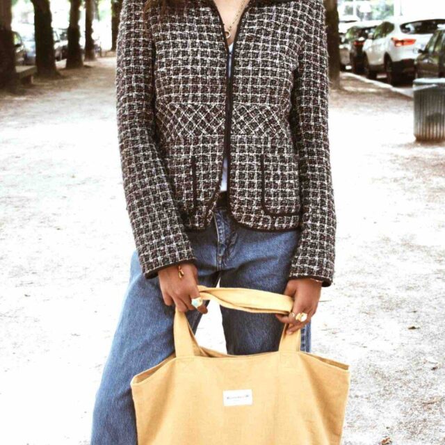 Maison Mallow - Sac Cabas Medium Lin Jaune Moutarde